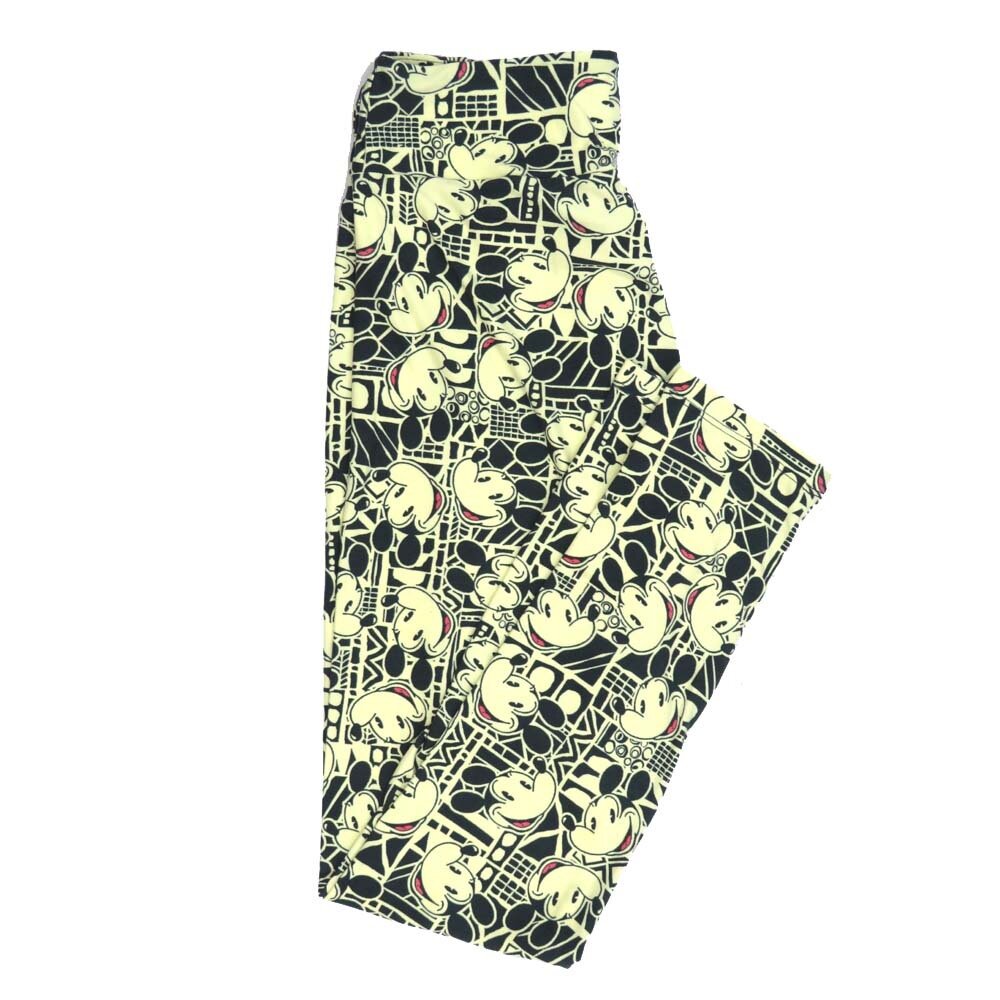 LuLaRoe One Size OS Disney Mickey Mouse Old School Smiling Stripe Block Geometric Leggings fits adult sizes 2-10 4507-R