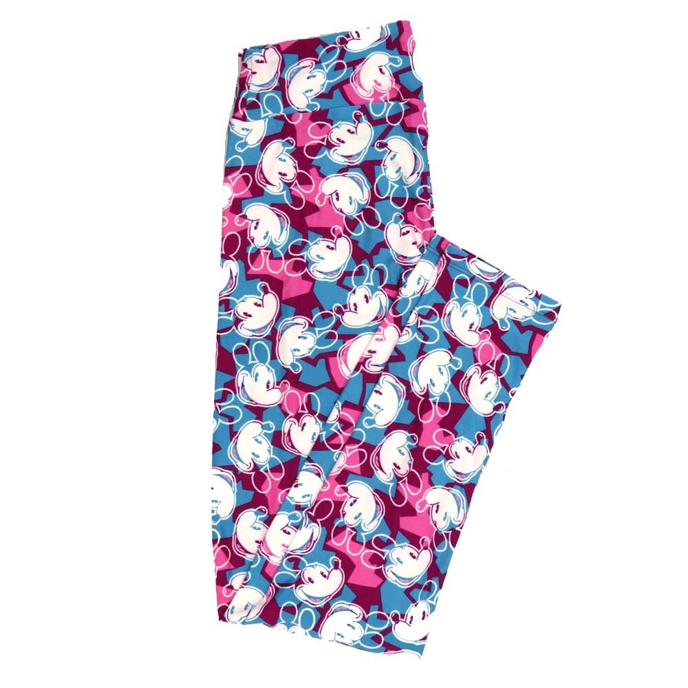 LuLaRoe One Size OS Disney Mickey Mouse Old School Smiling Geometric Leggings fits adult sizes 2-10 4507-J