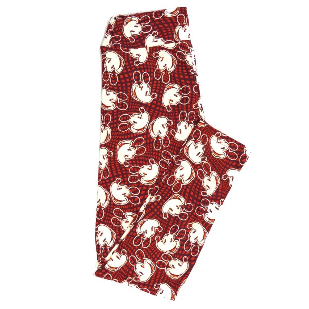LuLaRoe One Size OS Disney Mickey Mouse OId School Smiling Wavy Rectangles Leggings fits adult sizes 2-10 4506-F