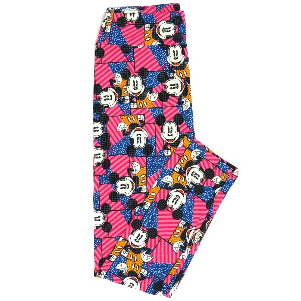 LuLaRoe One Size OS Disney Mickey Mouse Smiling Posing Flag Stripes Leggings fits adult sizes 2-10 4506-A