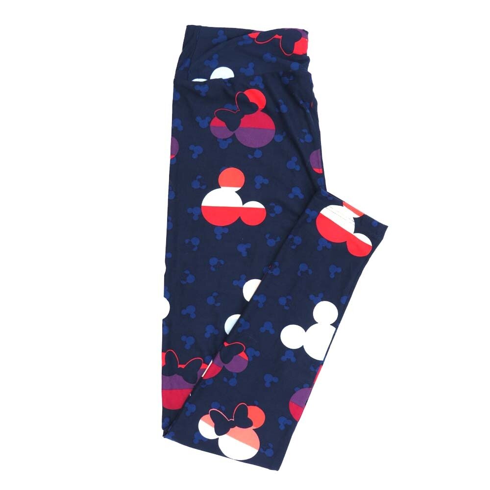 LuLaRoe One Size OS Disney Mickey and Minnie Mouse Silhouette Big and Little Polka Dot Leggings fits adult sizes 2-10 4500-K