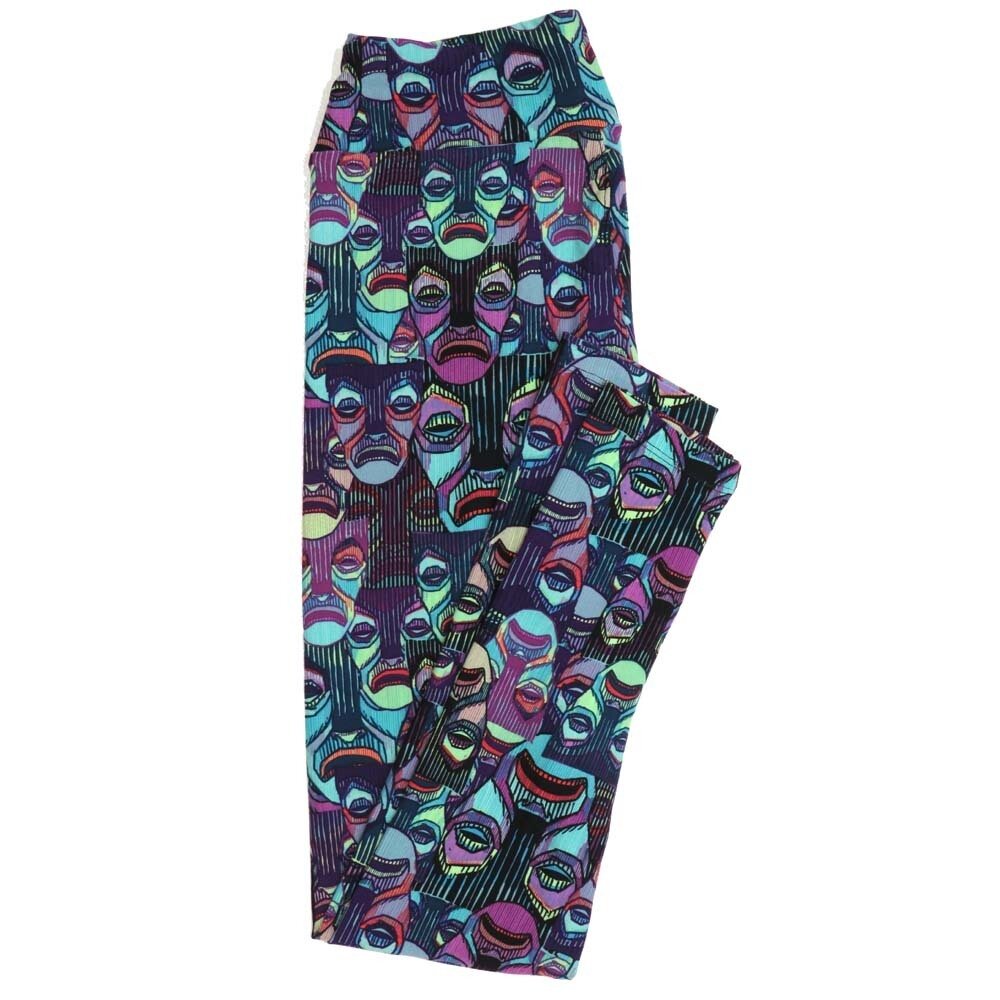 LuLaRoe One Size OS Disney Mirror Mirror from Sleeping Beauty Blue Black Cream Buttery Soft Womens Leggings fit Adult sizes 2-10  OS-4356-AP-2