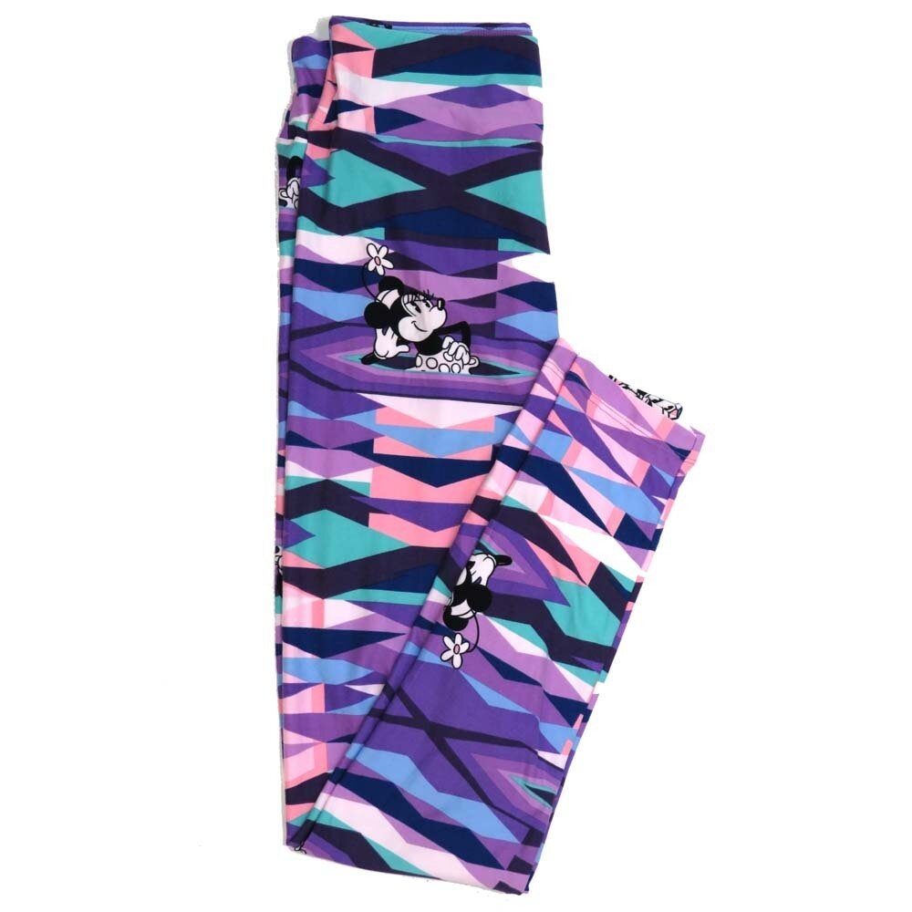 LuLaRoe One Size OS Disney Minnie Mouse Posing Relaxing Diamond Stripe Buttery Soft Womens Leggings fit Adult sizes 2-10  OS-4355-AA