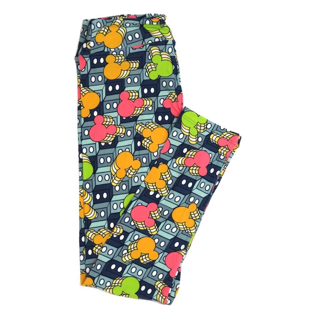 LuLaRoe One Size OS Disney Mickey Mouse Polka Dot Blocks Buttery Soft Womens Leggings fit Adult sizes 2-10  OS-4354-BB-2