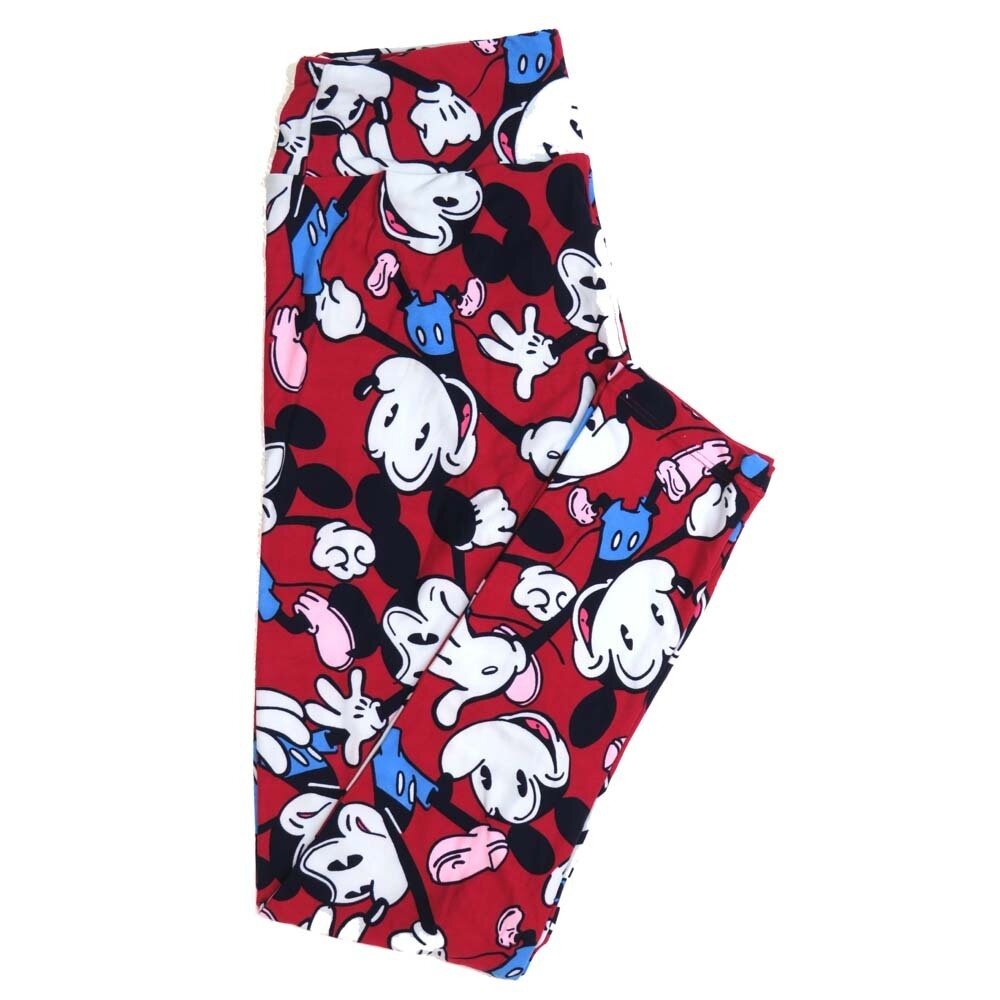 LuLaRoe One Size OS Disney Mickey Mouse Happy Mad Red Black White Blue Buttery Soft Womens Leggings fit Adult sizes 2-10 OS-4354-AT