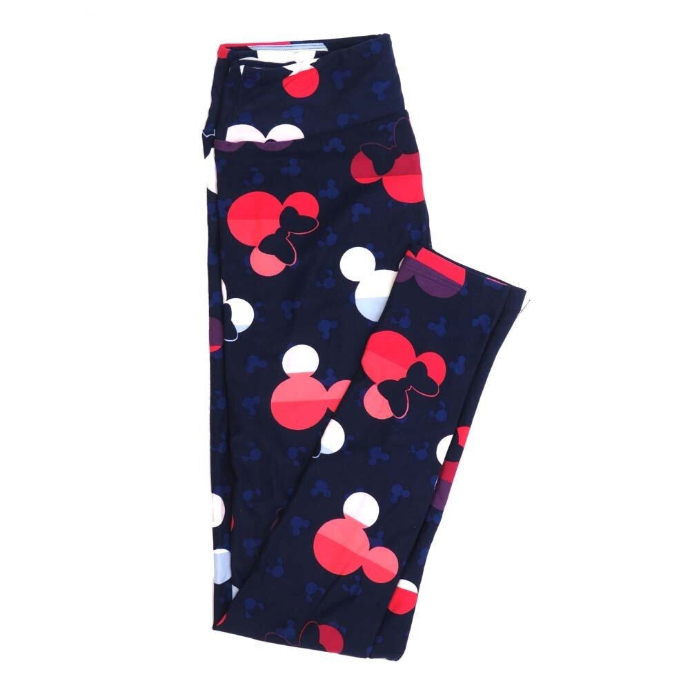LuLaRoe One Size OS Disney Mickey and Minnie Mouse Blue White Pink Polka Dot Buttery Soft Womens Leggings fit Adult sizes 2-10 OS-4354-AE