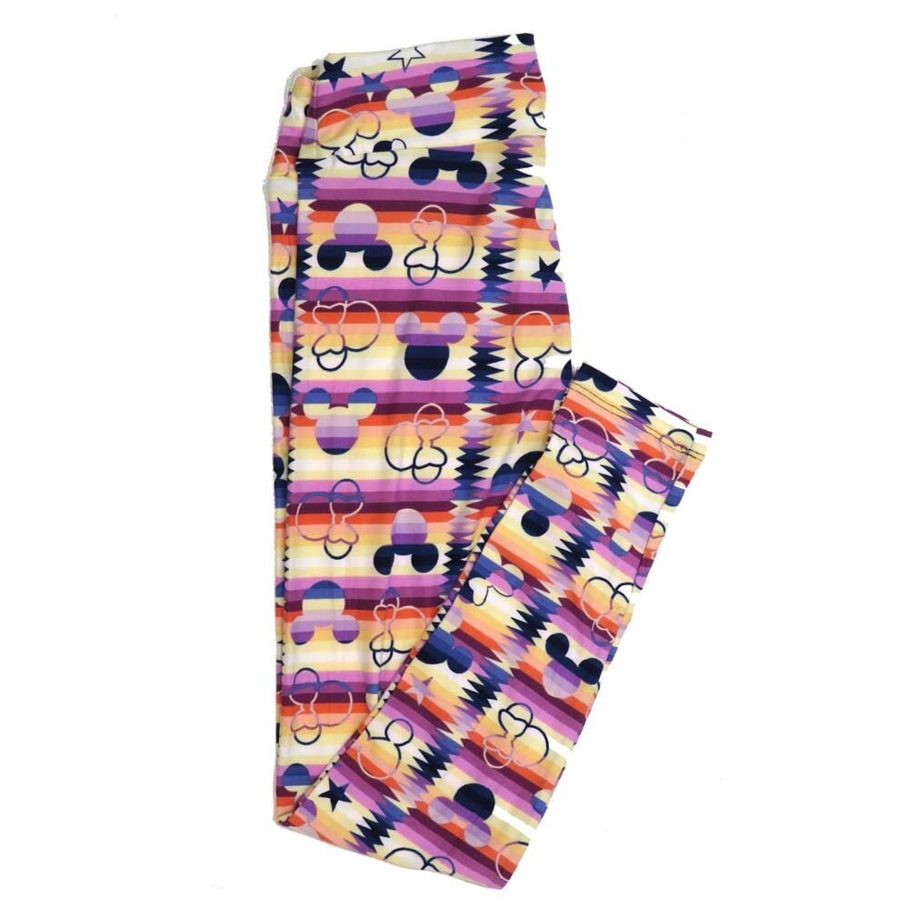 LuLaRoe One Size OS Disney Mickey and Minnie Mouse Rainbow Stripe Buttery Soft Womens Leggings fit Adult sizes 2-10 OS-4354-AD