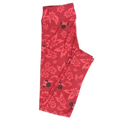LuLaRoe One Size OS Disney Minnie Mouse Floral Micro Stripe Leggings fits adult sizes 2-10 4502-T