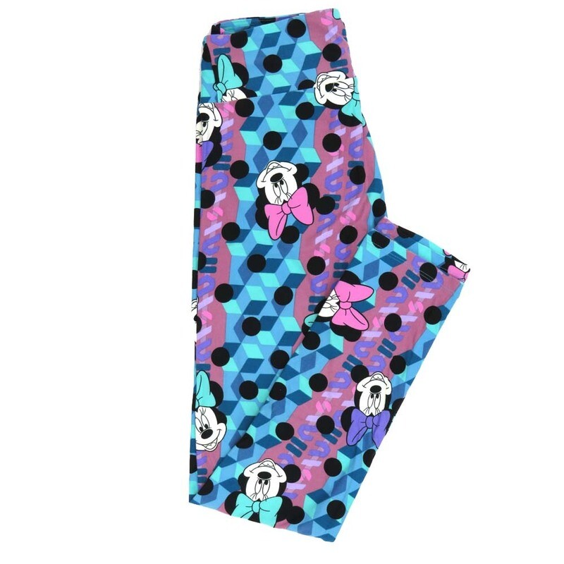 LuLaRoe One Size OS Disney Minnie Mouse 3D Cubes Polka Dot Leggings fits adult sizes 2-10 4502-E2