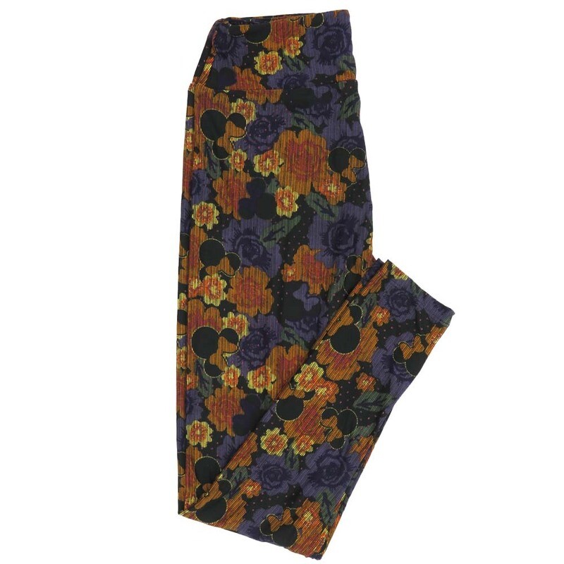 LuLaRoe One Size OS Disney Minnie Mouse Floral Micro Stripe Leggings fits adult sizes 2-10 4502-U