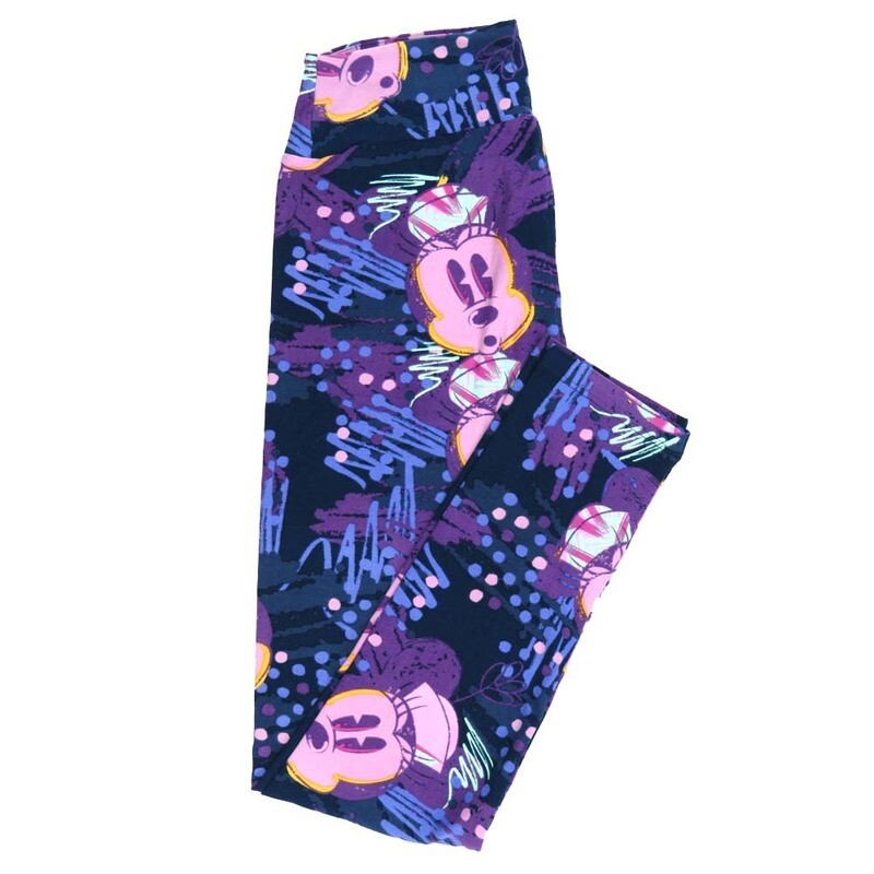 LuLaRoe One Size OS Disney Minnie Mouse Oohing Hand Drawn Scribbles Polka dot Leggings fits adult sizes 2-10 4504-J