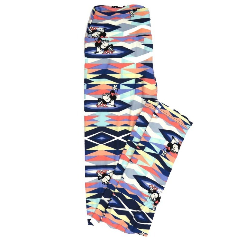 LuLaRoe One Size OS Disney Minnie Mouse Posing Diamond Geometric Triangle Leggings fits adult sizes 2-10 4503-L
