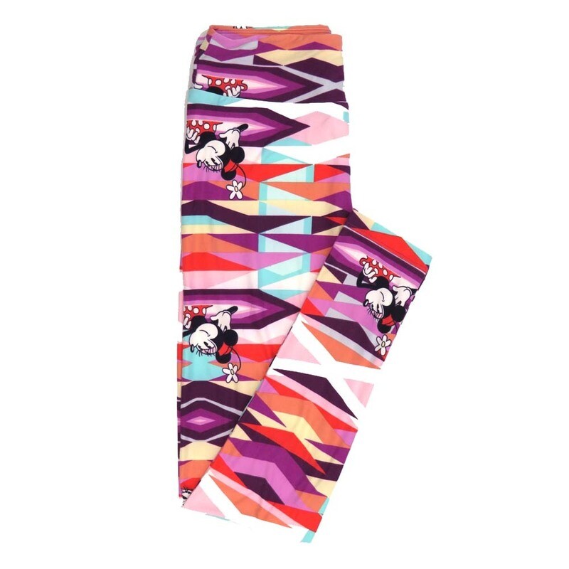 LuLaRoe One Size OS Disney Minnie Mouse Posing Diamond Geometric Triangle Leggings fits adult sizes 2-10 4503-M