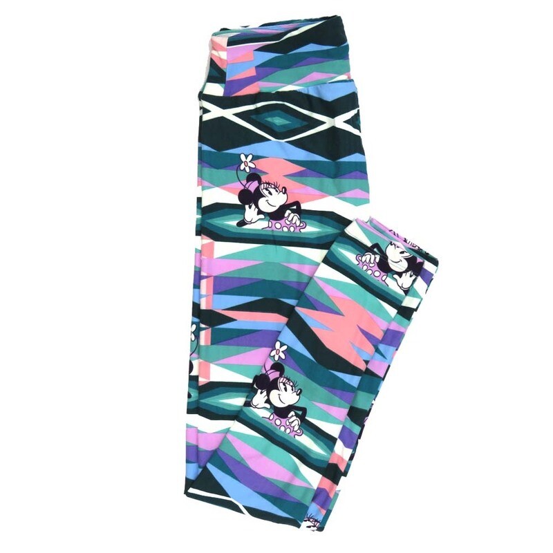 LuLaRoe One Size OS Disney Minnie Mouse Posing Diamond Geometric Triangle Leggings fits adult sizes 2-10 4503-N