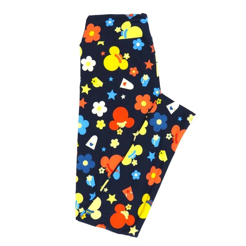LuLaRoe One Size OS Disney Minnie Mouse Silhouette Stars Floral Leggings fits adult sizes 2-10 4503-H