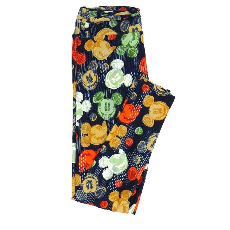 LuLaRoe One Size OS Disney Mickey Mouse Smiling Hand Drawn Stripe Leggings fits adult sizes 2-10 4508-P