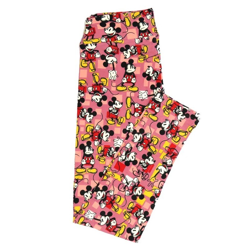 LuLaRoe One Size OS Disney Mickey Mouse Smiling Happy Angry Waving Geometric Leggings fits adult sizes 2-10 4508-J