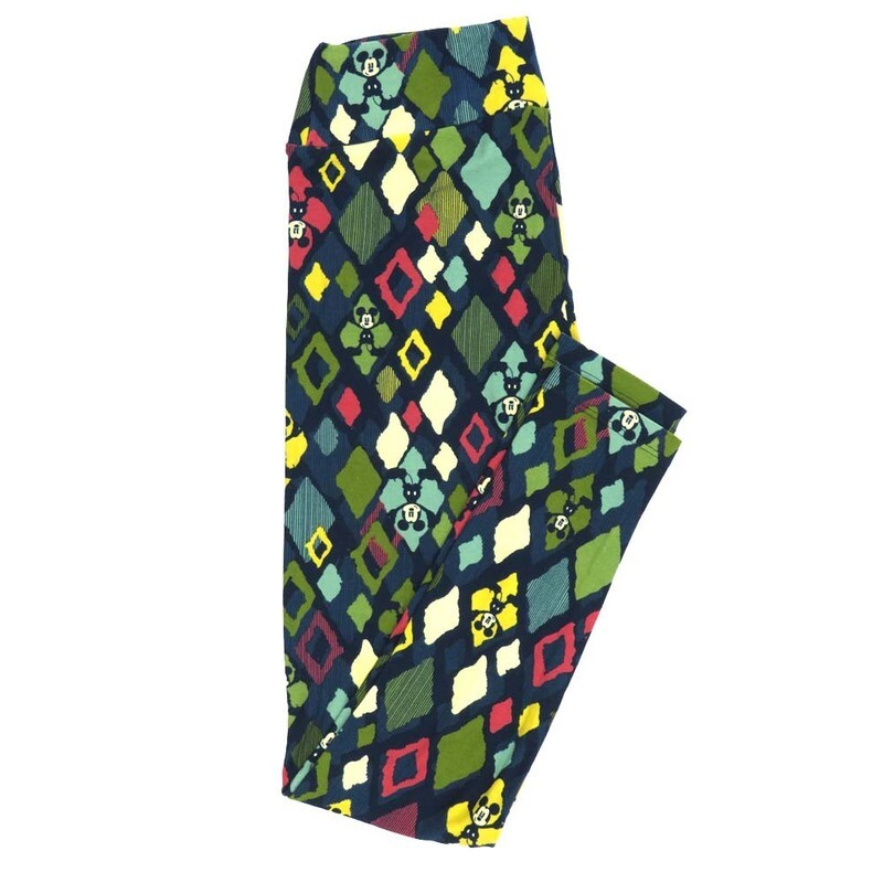 LuLaRoe One Size OS Disney Mickey Mouse Standing Diamond Stripe Leggings fits adult sizes 2-10 4508-Q