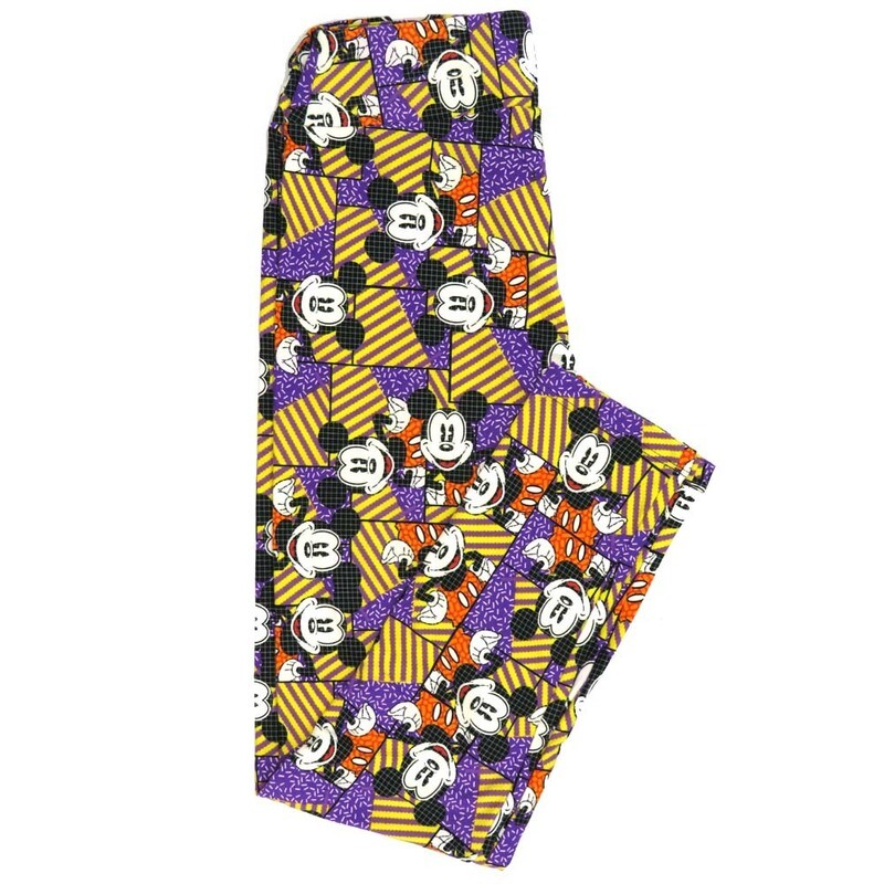 LuLaRoe One Size OS Disney Mickey Mouse Smiling Posing Flag Stripes Leggings fits adult sizes 2-10 4506-C6