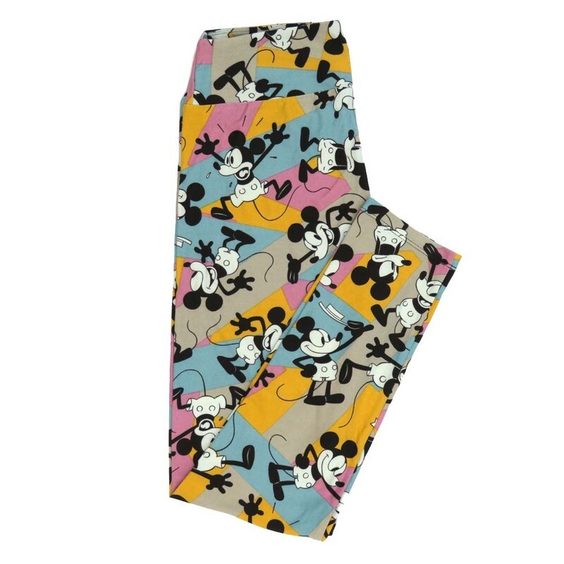 LuLaRoe One Size OS Disney Mickey Mouse Waving Excited Smiling Furious Geometric Leggings fits adult sizes 2-10 4508-B2
