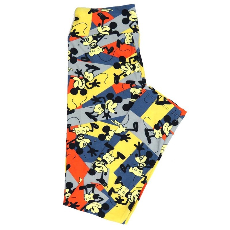 LuLaRoe One Size OS Disney Mickey Mouse Waving Excited Smiling Furious Geometric Leggings fits adult sizes 2-10 4508-C