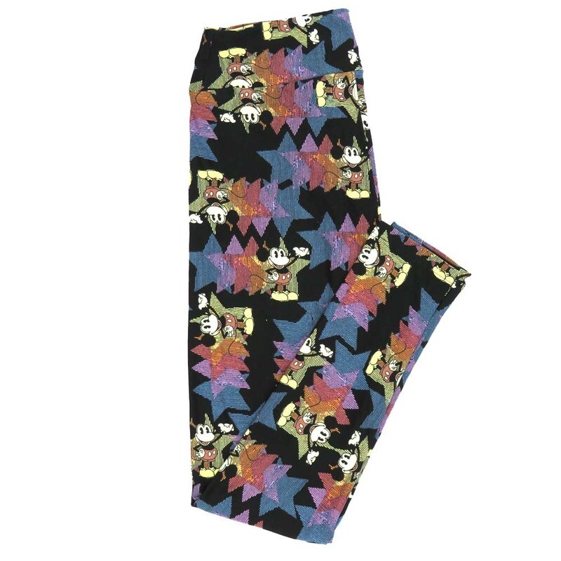 LuLaRoe One Size OS Disney Mickey Mouse Waving Stars Stripes Leggings fits adult sizes 2-10 4508-O