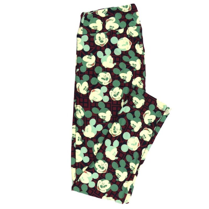 LuLaRoe One Size OS Disney Mickey Mouse Winking Smiling Oohing Windows Squares Leggings fits adult sizes 2-10 4507-E