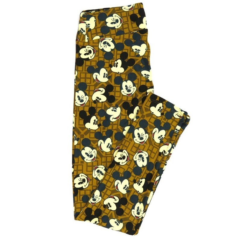 LuLaRoe One Size OS Disney Mickey Mouse Winking Smiling Oohing Windows Squares Leggings fits adult sizes 2-10 4507-C2