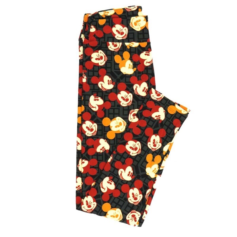 LuLaRoe One Size OS Disney Mickey Mouse Winking Smiling Oohing Windows Squares Leggings fits adult sizes 2-10 4507-D