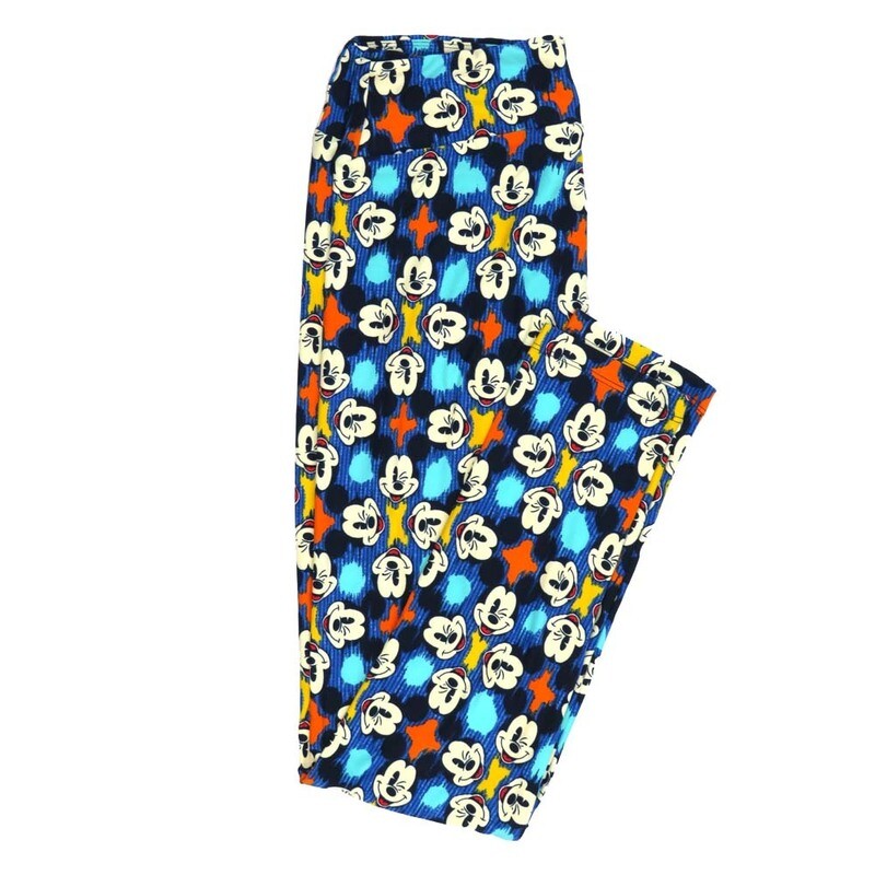 LuLaRoe One Size OS Disney Mickey Mouse Winking Smiling Quads Leggings fits adult sizes 2-10 4505-Q3