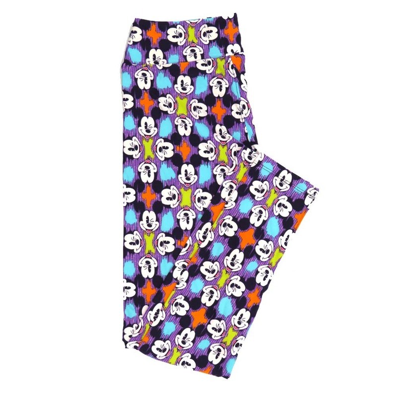 LuLaRoe One Size OS Disney Mickey Mouse Winking Smiling Quads Leggings fits adult sizes 2-10 4505-S2