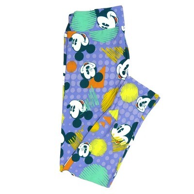 LuLaRoe One Size OS Disney Mickey Mouse Winking Smiling Triangles Polka Dots Leggings fits adult sizes 2-10 4508-G