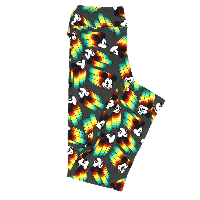 LuLaRoe One Size OS Disney Mickey Mouse Zooming Winking Oohing Smiling Leggings fits adult sizes 2-10 4505-E