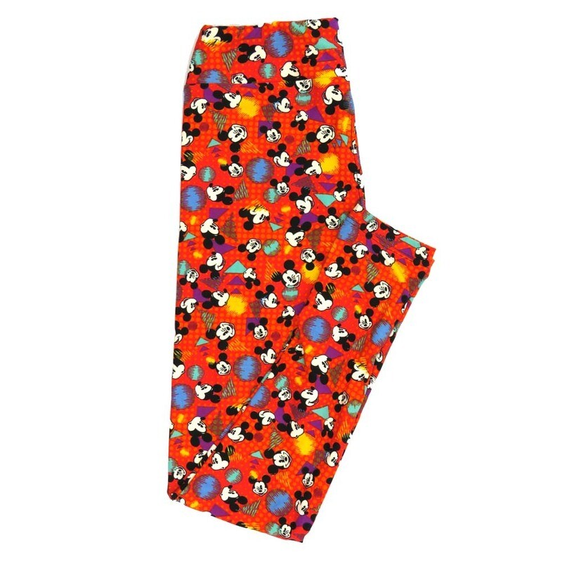 LuLaRoe One Size OS Disney Mickey Mouse Winking Smiling Polka Dot Triangles Leggings fits adult sizes 2-10 4508-V