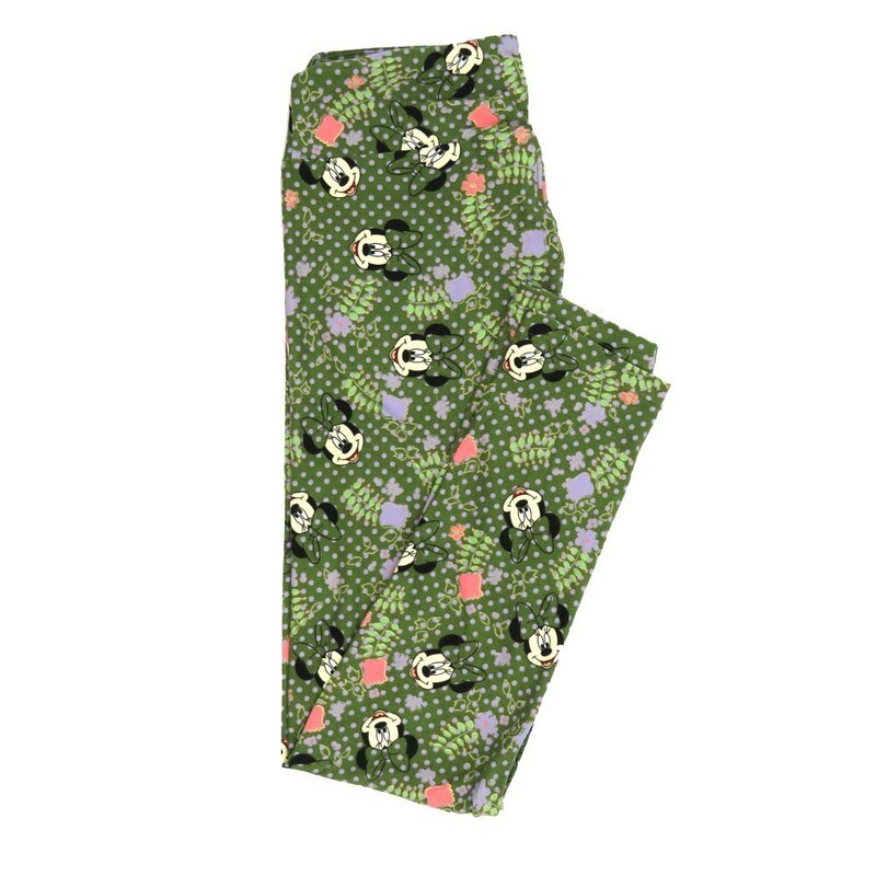 LuLaRoe One Size OS Disney Minnie Mouse Smiling Polka Dot Floral Leggings fits adult sizes 2-10 4503-X