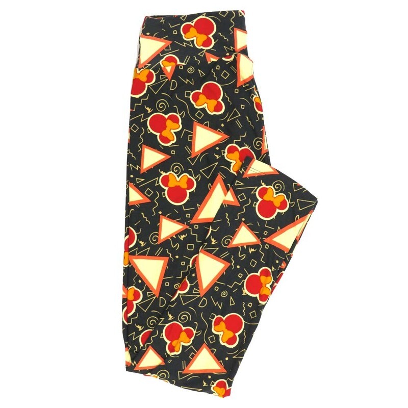 LuLaRoe One Size OS Disney Minnie Mouse Triangles Geometric Squigglies Leggings fits adult sizes 2-10 4502-J2