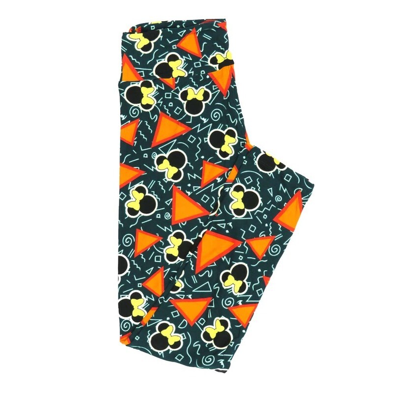 LuLaRoe One Size OS Disney Minnie Mouse Triangles Geometric Squigglies Leggings fits adult sizes 2-10 4502-L
