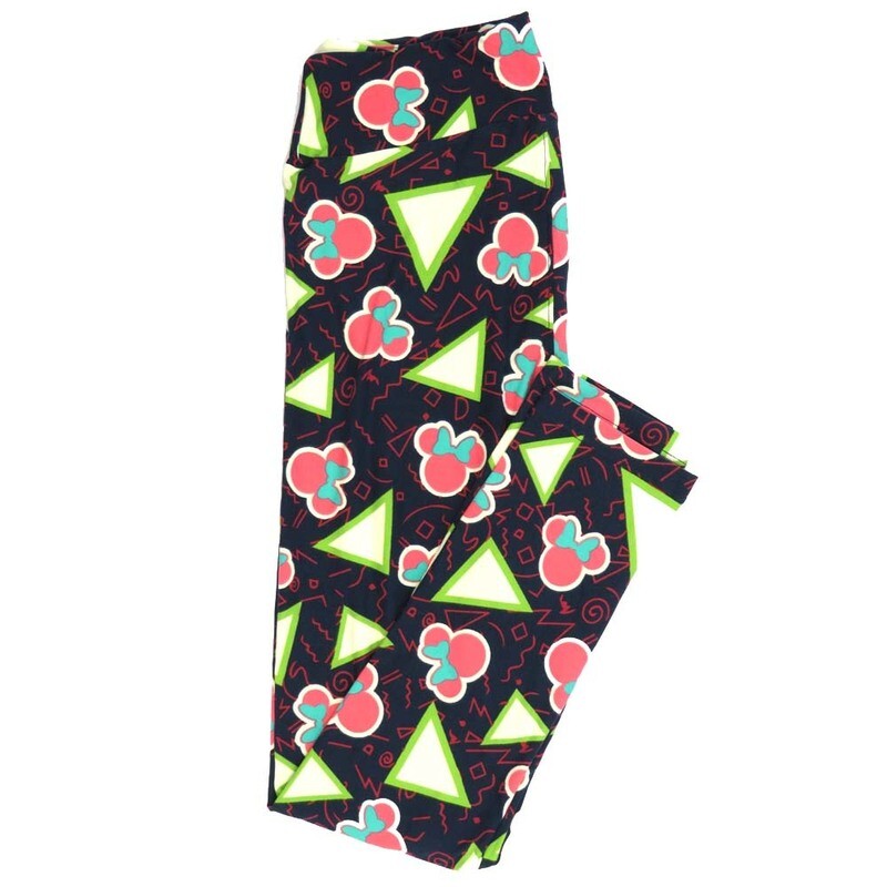 LuLaRoe One Size OS Disney Minnie Mouse Triangles Geometric Squigglies Leggings fits adult sizes 2-10 4502-P
