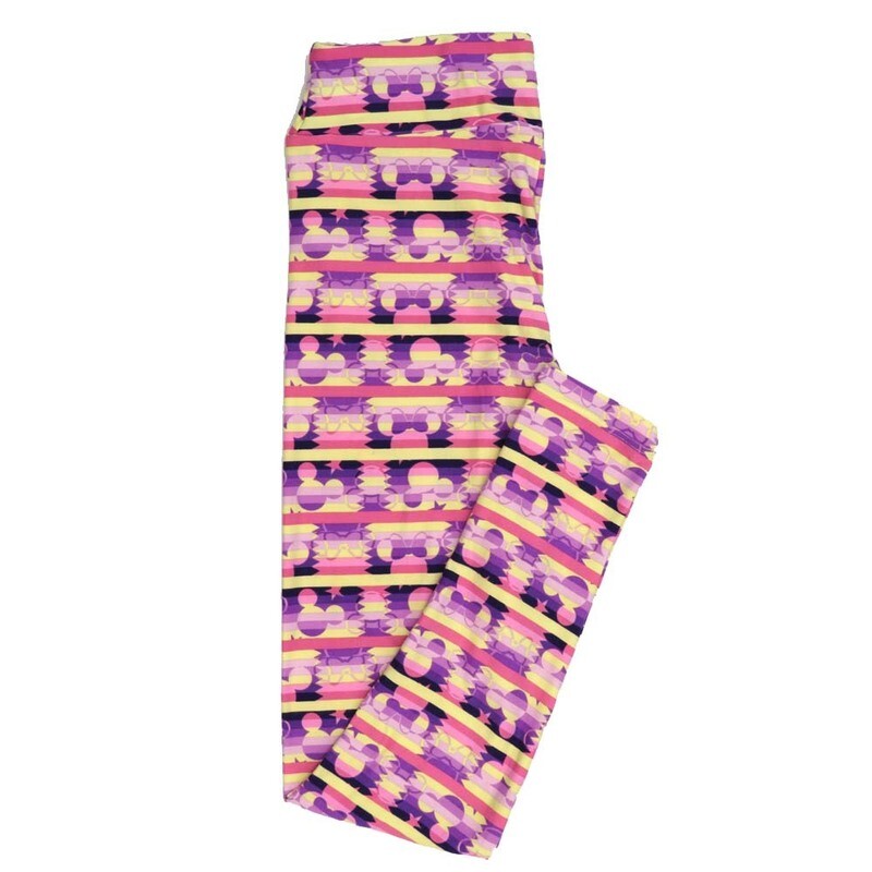LuLaRoe One Size OS Disney Mickey and Minnie Mouse Stripes Stars Leggings fits adult sizes 2-10 4500-I2