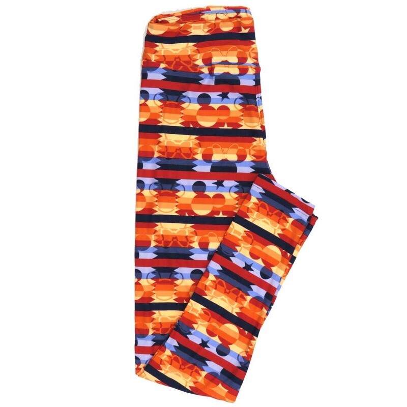 LuLaRoe One Size OS Disney Mickey and Minnie Mouse Stripes Stars Zig Zags Leggings fits adult sizes 2-10 4500-C3