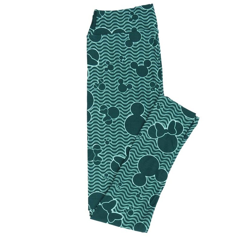 LuLaRoe One Size OS Disney Mickey and Minnie Mouse Wavy Micro Stripe Leggings fits adult sizes 2-10 4500-X