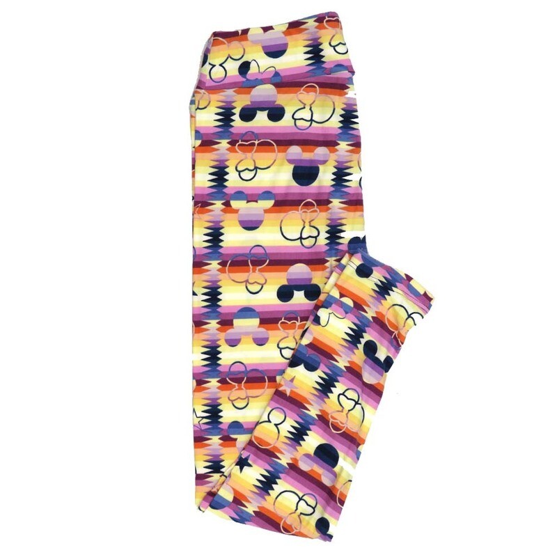 LuLaRoe One Size OS Disney Mickey and Minnie Mouse Stripes Stars Zig Zags Leggings fits adult sizes 2-10 4500-F2