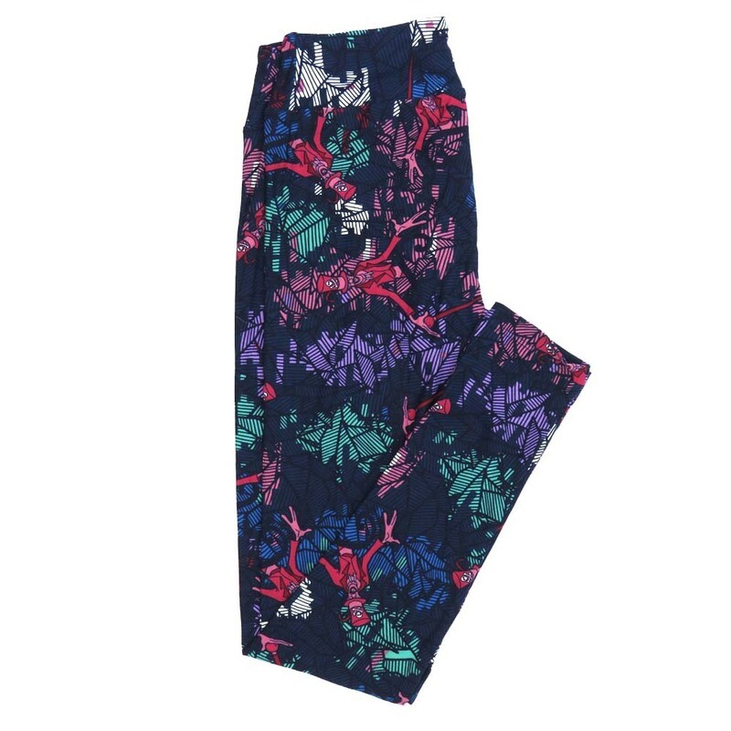 LuLaRoe One Size OS Disney Princess and the Frog Dr Facilier Shadowman Stripe Geometric Leggings fits Adult sizes 2-10 for women 4514-M3