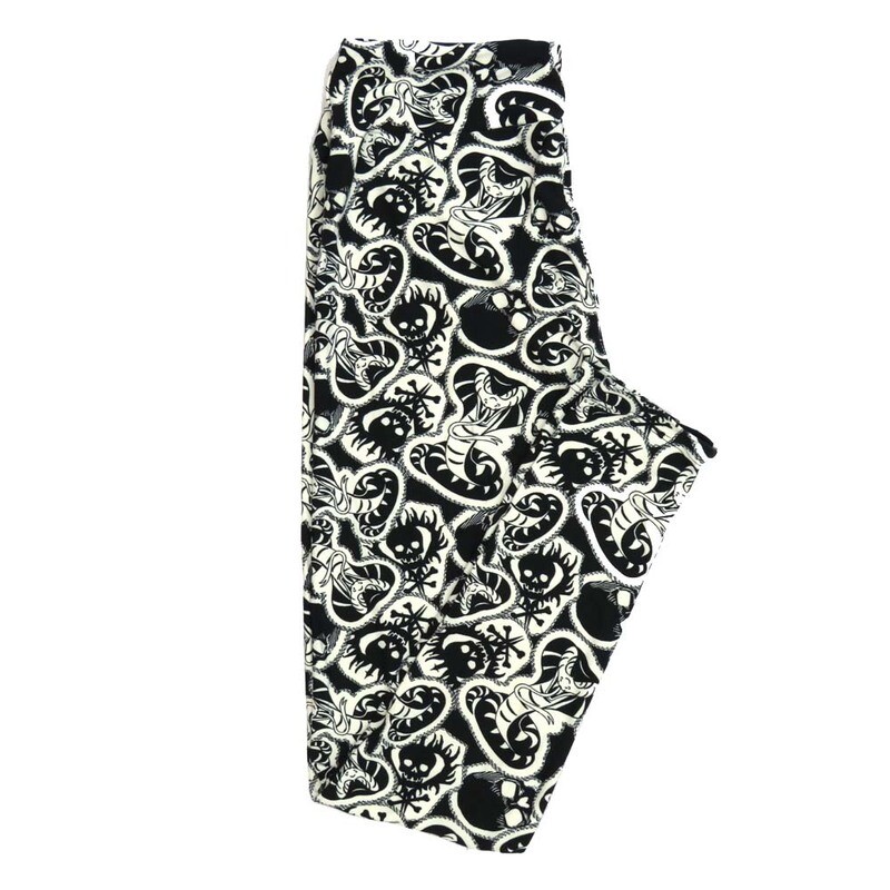 LuLaRoe One Size OS Disney Snakes Cobra Skulls Black White Leggings fits Adult sizes 2-10 for women 4513-ZB3