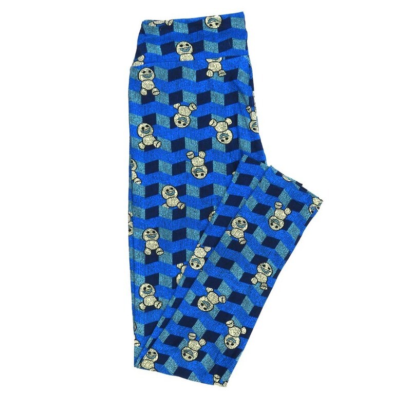 LuLaRoe One Size OS Disney Frozen Snowgies Stripe Geometric Leggings fits Adult sizes 2-10 for women 4514-V