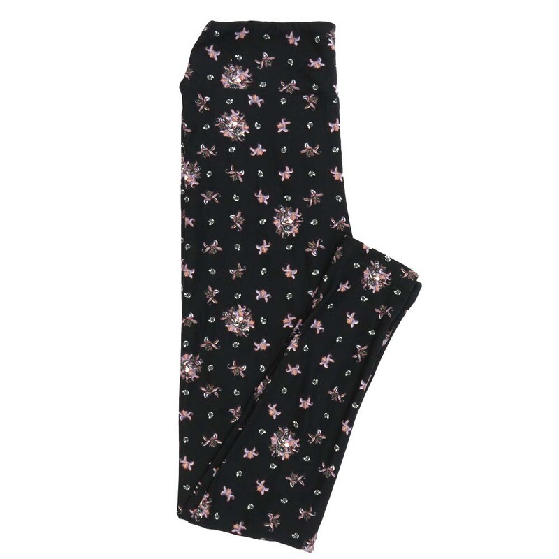 LuLaRoe One Size OS Disney Little Mermaid Ursula Polka Dot Shells Black Gray Leggings fits Adult sizes 2-10 for women 4511-H10