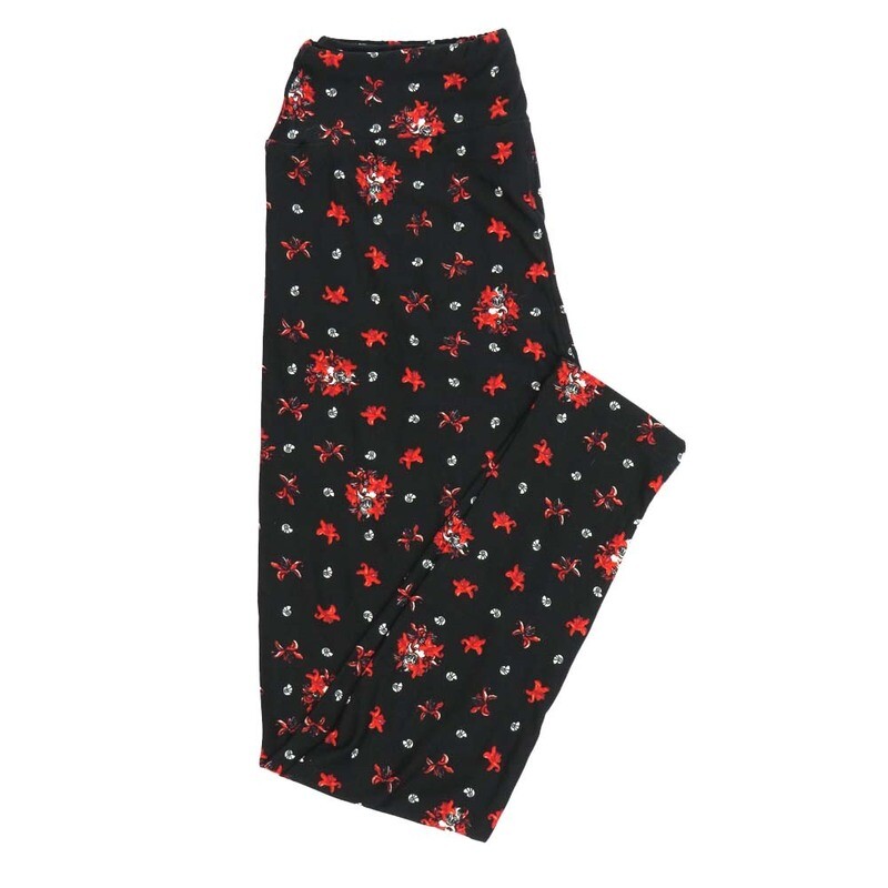 LuLaRoe One Size OS Disney Little Mermaid Ursula Polka Dot Shells Black Red Leggings fits Adult sizes 2-10 for women 4511-J6