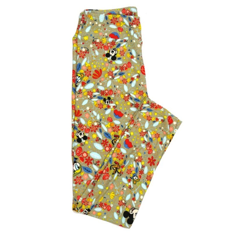 LuLaRoe One Size OS Disney Mickey Mouse Donald Duck Pluto Floral Leggings fits Adult sizes 2-10 for women 4510-T