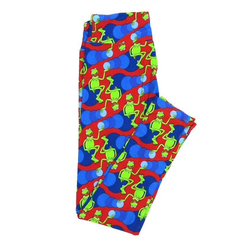 LuLaRoe One Size OS Disney Muppets Kermit Frog Bubbles Leggings fits Adult sizes 2-10 for women 4511-E2
