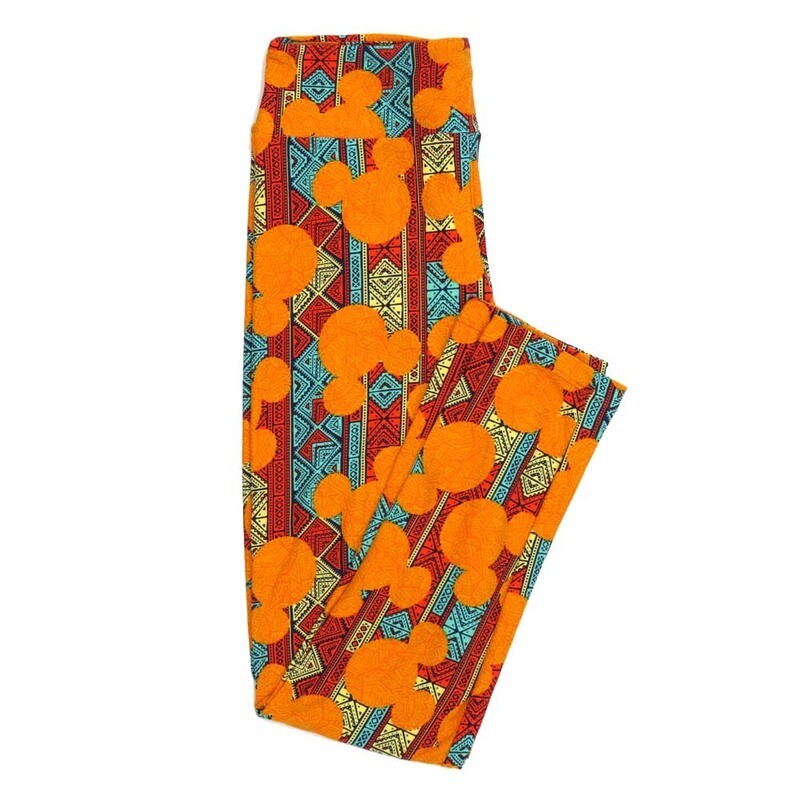 LuLaRoe One Size OS Disney Mickey Mouse Southwestern Diamond Triangle Stripe Leggings fits Adult sizes 2-10 for women 4510-A5